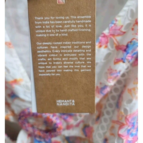 Hemant And Nandita Raisa Short Eyelet Dress Off White Size Large Preppy Cutout - Picture 4 of 16